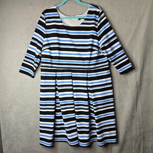 Lane Bryant 18/20 Plus Size Dress Aline Waffle Knit Striped 3/4 Sleeve